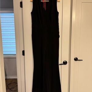 SPANX Perfect Sleeveless Wide Leg Black V-Neck Jumpsuit